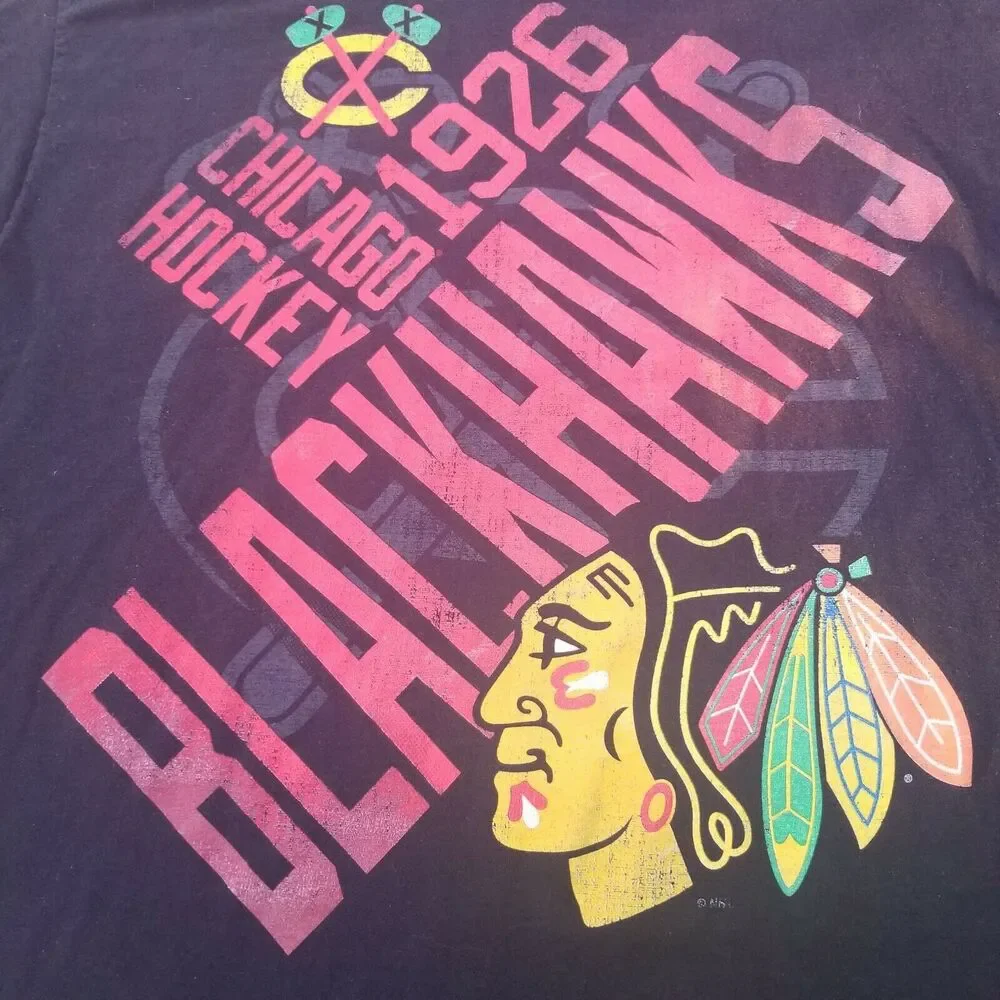 CHICAGO BLACKHAWKS T-Shirt Mens XL Hockey 1926 Black NHL Ice Hockey